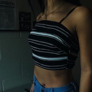 Tie-back striped top